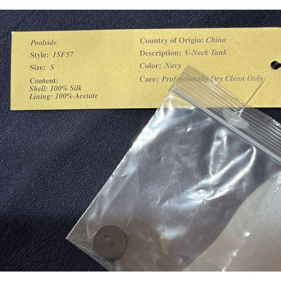 Classiques Entier Silk Button Up Suit Vest Blouse Womens Small Navy V Neck - Picture 6 of 9